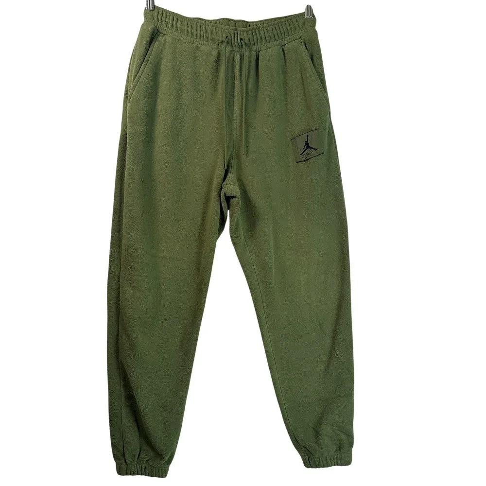 Jordan Essentials Mens Polar Fleece Joggers Olive Green Jumpman Flight Pants M